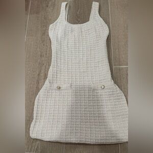 Source Unknown Cream Textured Knit Tank Dress
